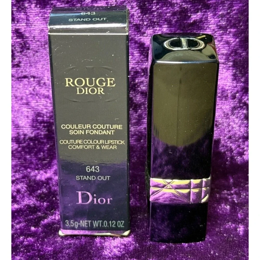 Dior Rouge Lipstick 643 STAND OUT Orange Full Size HTF‎ Cosmetic